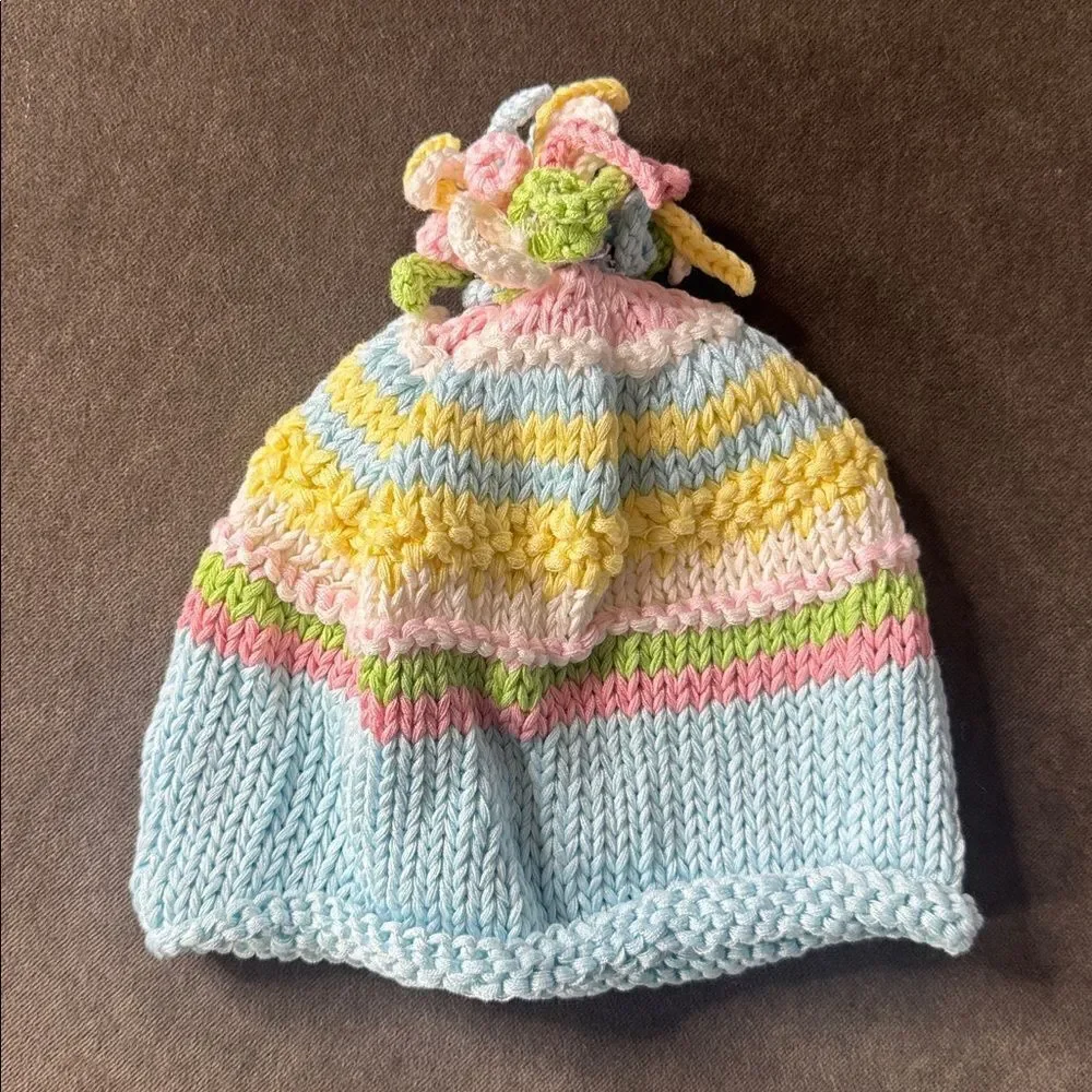 Bebe Chapeau Unisex Pastel Beanie Hat Curly Top 100% Cotton 2-8 years NEW